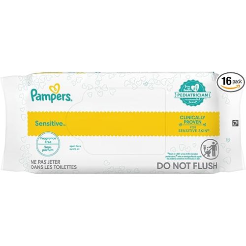 Pampers Sensitive Wipes Convenience Pack 18 CT (Pack of 16)