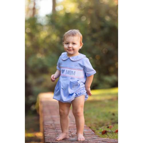 I Love Mom Smocked Boys’ Bubble