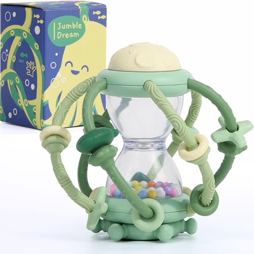 Baby Teething Toy & Rattle by Jumble Dream – BPA-Free Teether Silicone Sensory Toy for Babies – 0–12 Months Infant Toy – Soft, Safe, Travel-Friendly –Baby Essential Gift Jumble Jiggle
