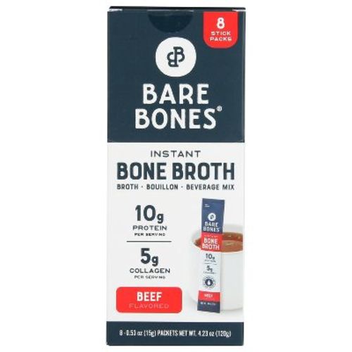 Bare Bones Gluten Free Beef Flavored Instant Bone Broth - 4.23oz/8ct