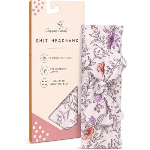 Copper Pearl Baby Bows: Soft and Stretchy Headbands for Baby Girls, Newborn and Toddler Hair Bows and Accessories, Stylish Bow Headband, Flora
