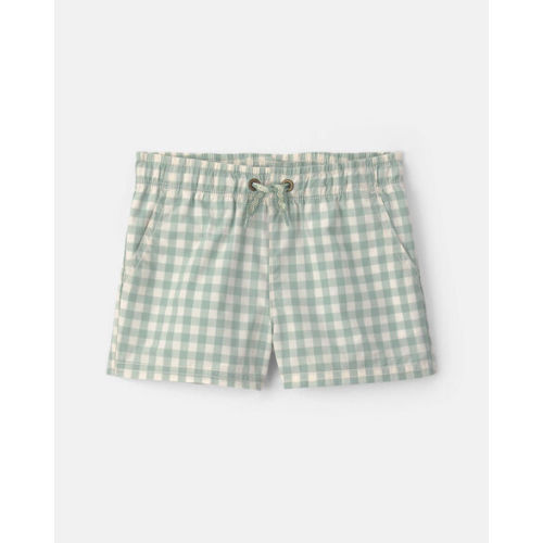 Baby Boy Gingham Poplin Shorts - Green | Carter's