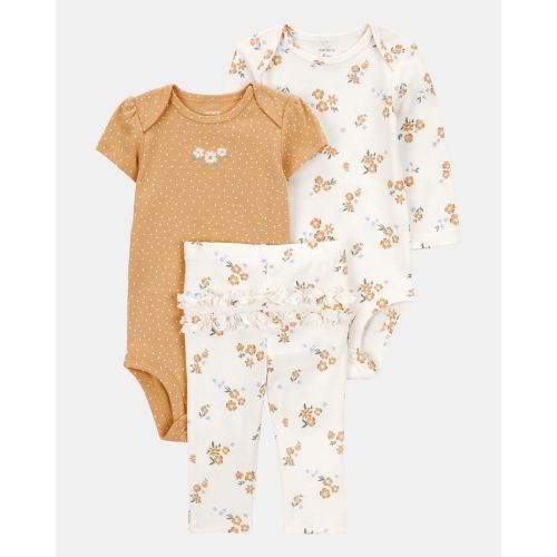 Baby Girl 3-Piece Floral Little Character Set® - Gold/White | Carter's