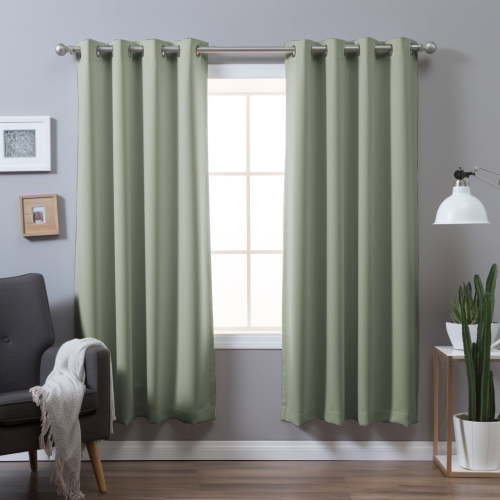 PrimeBeau Long Thermal Insulated Blackout Drapes, Light Blocking, 52 x 84-Inch, Sage, 2 Panels