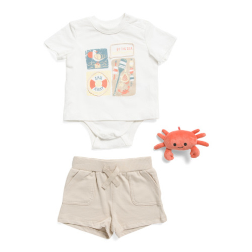 Newborn Boys 2pc Sealife Bodysuit With Matching Shorts Set And Rattle | Baby Boys (0-24m) | Marshalls