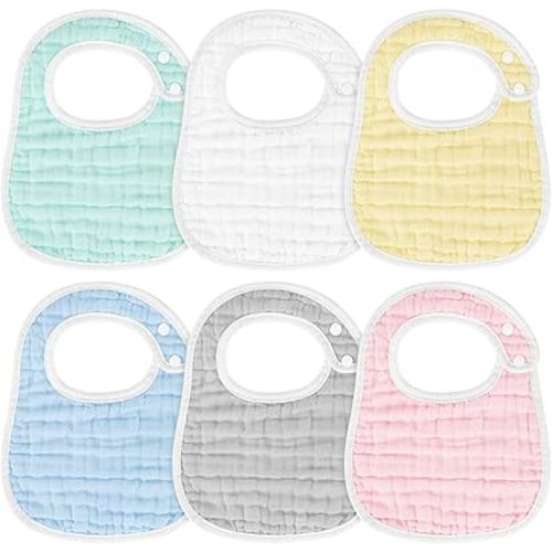 Accmor Muslin Baby Bibs, 6 Pack Soft Cotton Baby Bandana Drool Bibs for Boys Girls Teething and Drooling