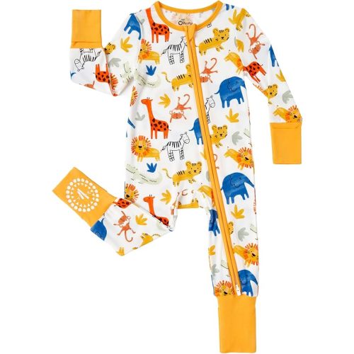PATPAT Baby Footies Boys Girls - Bamboo Viscose - Zipper & Non-Slip Soles Romper Mitten - Footed & Footless Infant Clothes