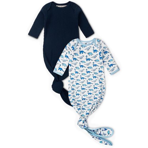 MONICA + ANDY Knot It Baby 2-pack Tie Gown, 100% Organic Baby Clothes for Boys & Girls, Sizes For Preemie, Newborn & Infant