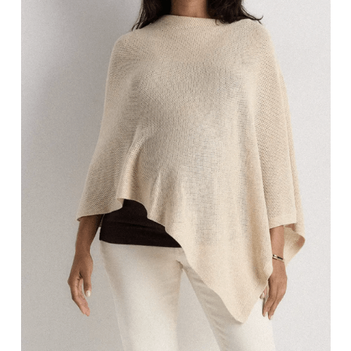 Lightweight Cotton Cashmere Nursing Shawl in Heather Oatmeal