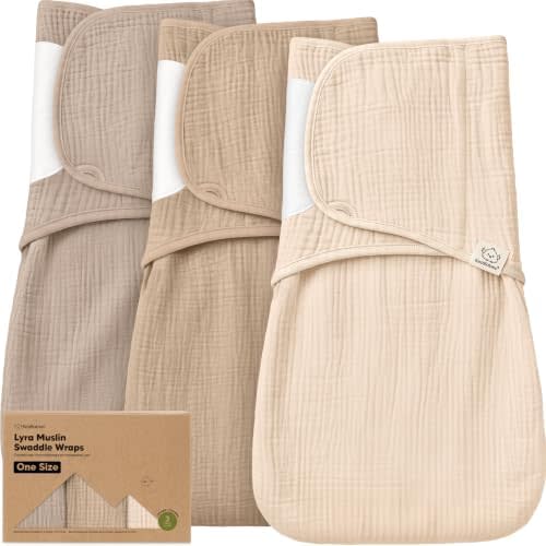 KeaBabies Muslin Baby Swaddles for Newborns,3pk,100% Cotton