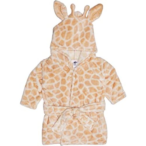 Hudson Baby Unisex Baby Plush Animal Face Bathrobe, Giraffe, 0-9 Months