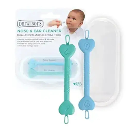 Dr. Talbot’s Baby Safe Nose and Ear Cleaner Set with Hygienic Travel Case, Gentle Dual-Ended Easy Mucus and Wax Remover Tool, 2 Pack, Neutral Colors