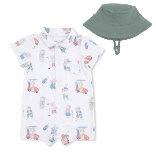 Golfing Teddy Bears - Polo Shortie with Bucket hat – Angel Dear