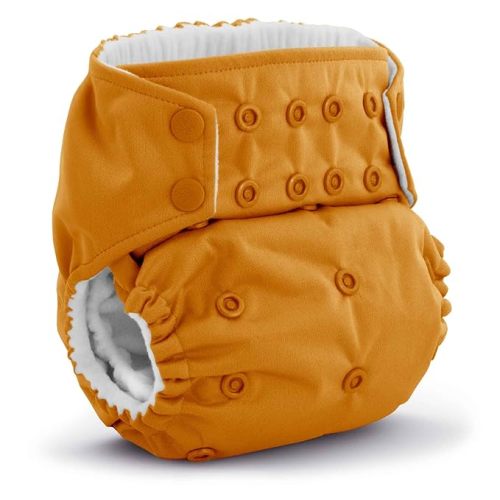 Kanga Care Rumparooz G3 Stay Dry Cloth Diaper Reusable One Size Pocket Diaper Patented Inner Double Gusset 2 pcs Microfiber Insert Soaker (6-55+ lbs) - Saffron
