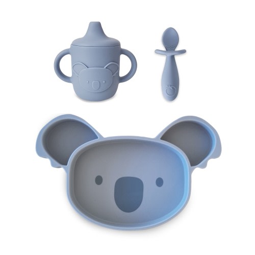 Plum Feeding Set 3 Pieces Steel Blue