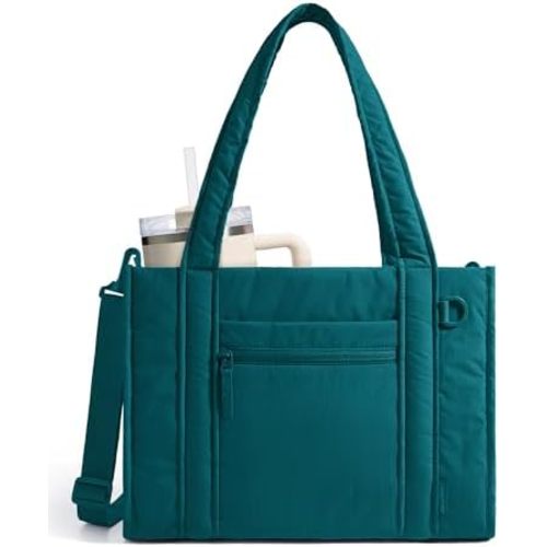 BAGSMART Boxy Tote Bag for Women, Crossbody Bag with Zipper, Crush Bow Purses for Travel Work College