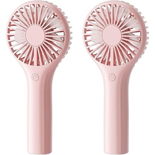 TriPole 2 Pack Mini Portable Handheld Fan Pink, 3 Speeds Powerful Personal Battery Hand Held Fan for Travel Trip Outdoor Concerts, Cute Small Rechargeable Lash Fan for Makeup Skincare Drying