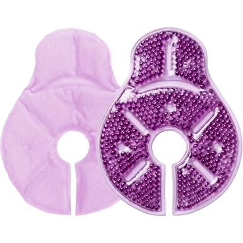 Breast Ice Pack 2 Pack Gel Ice Pack for Breast Surgery, Reusable Nursing Ice Pack Hot or Cold Therapy Breast Pad for Breastfeeding, Engorgement Relief (Purple)