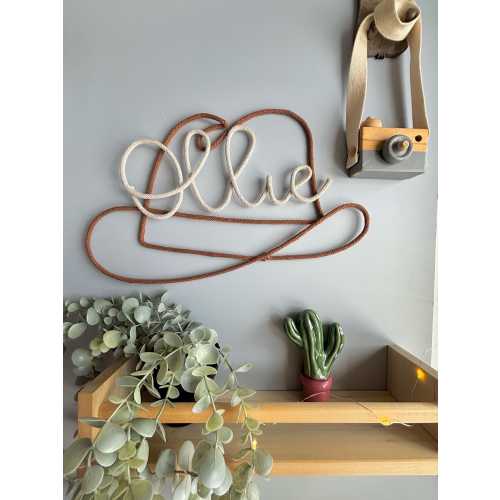 Personalized Cowboy hat shape name sign