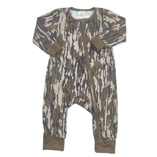 baby boy clothes brown camo romper zipper boy winter pajamas - TikTok Shop