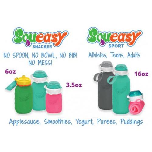 Squeasy Snacker Reusable Non-Spill Silicone Pouch--3.5 oz, 6 oz or 16 oz ($12.99-16.99)