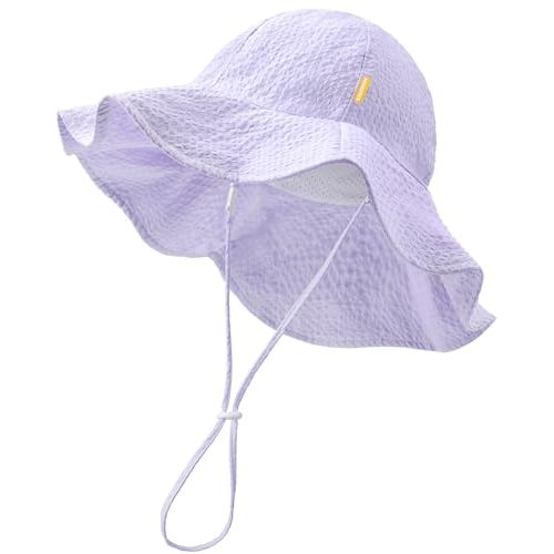 HONGTEYA Baby Sun Hat Toddler Girl Beach Hat Adjustable Outdoor Summer Hat UPF 50+ Sun Protection Wide Brim Infant Kids