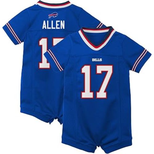 Josh Allen Buffalo Bills #17 Blue Newborn Infants Team Color Home Romper Bodysuit Player Jersey