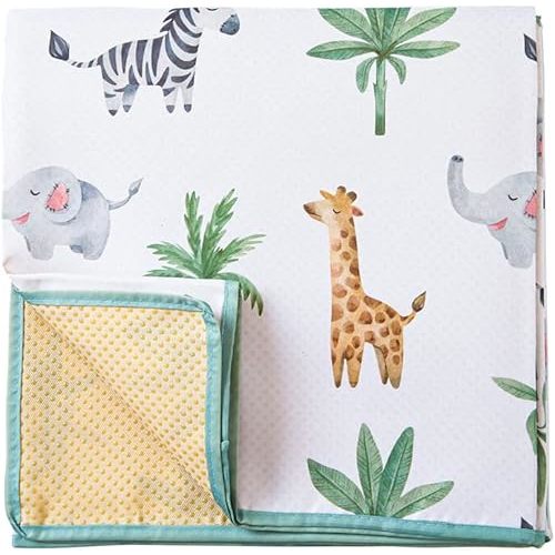 Baby Splat Mat for Under High Chair - Waterproof and Washable Eating Mat for Toddlers&Kids, Portable Play Mat and Table Cloth 43 inch (Giraffe)