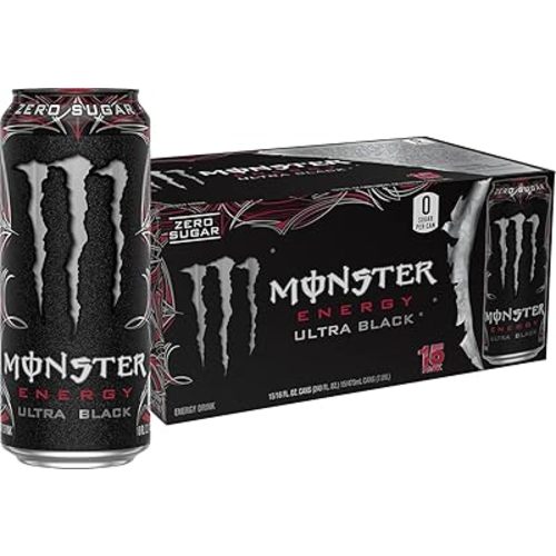 Monster Energy Ultra Black, Sugar Free Energy Drink, 16 Ounce