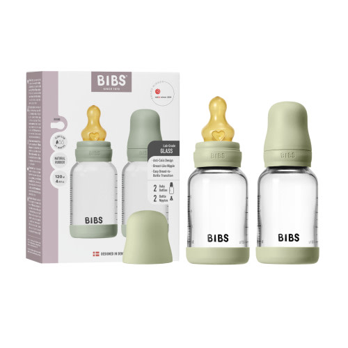 Bibs Glass Bottle Complete Set 120ml Latex - Sage, 2 pack