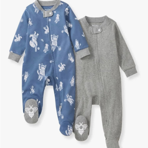 Burt's Bees Baby Boys Sleep and Play PJs, 100% Organic Cotton One-Piece Zip Front Romper Jumpsuit Pajamas