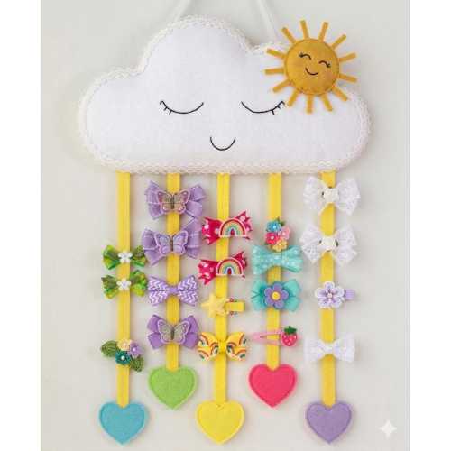 Cloud Hair Bow Holder | Baby Girl Hair Clip Organizer | Nursery Wall Decor | Handmade Felt Organizer | Gift for Girl