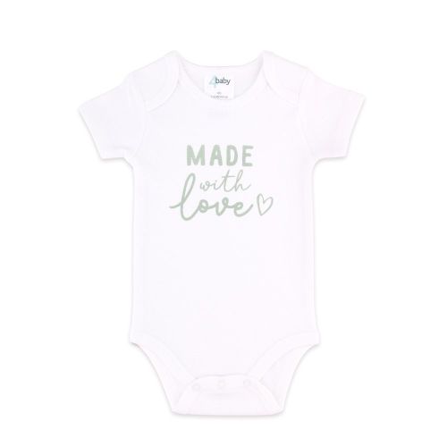 4Baby Bodysuit Short Sleeve Made W Love White