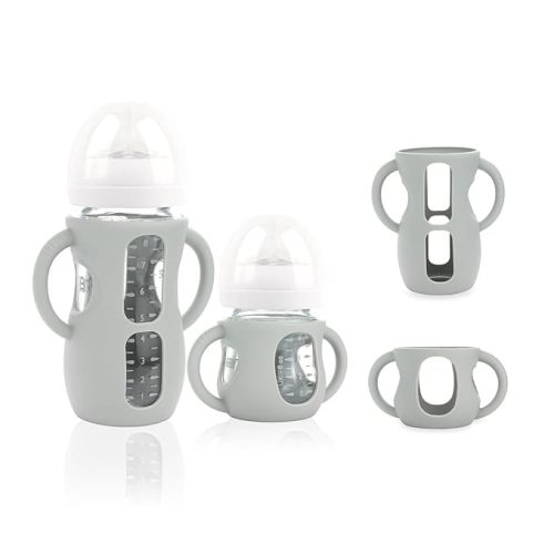 4-Pack Silicone Sleeves for Philips Avent Glass Bottles, BPA-Free Drop-Resistant Baby Bottle Sleeves with Handles, Compatible with Philips Avent Natural Glass Baby Bottles (4 oz)