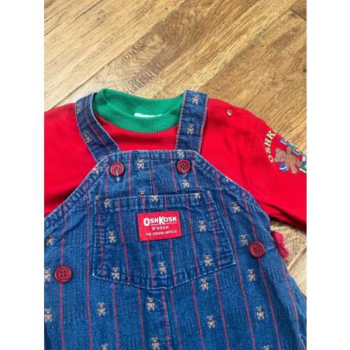 Vintage OshKosh b’gosh vintage overalls and shirt bears kids 6-9 months