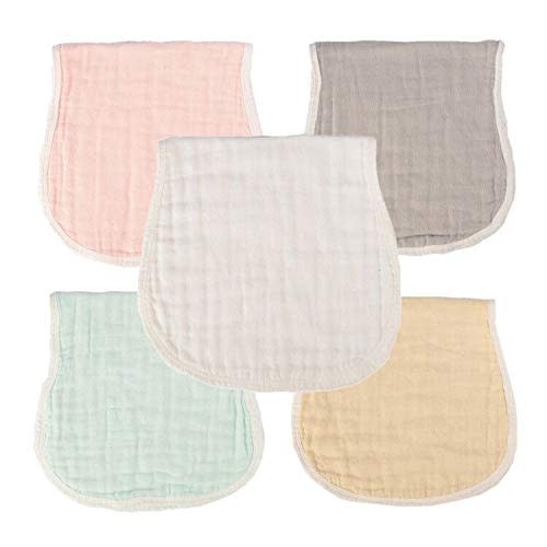 MUKIN Muslin Burp Cloths - Baby Burp Cloth Sets for Unisex. Perfect for Newborn Baby Burping Cloths/Burp Bibs. Baby Shower Gift for Boys and Girls. Newborn Burping Rags(5 Pack,Multicolored)