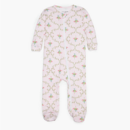 The Footie Pajama - Light Pink Trellis