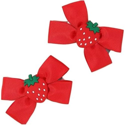 Strawberry Snap Clips Baby Girls Fruit Hair Bow Clips Strawberry Hair Ring Tie BBW24 (Set-C)