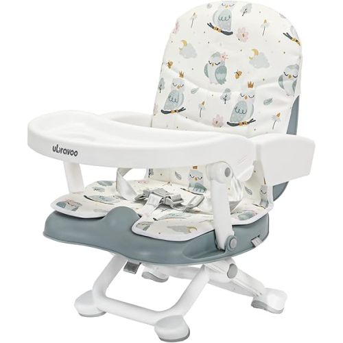 UBRAVOO Chaise haute pour bébé avec rehausseur pour table à manger et coussin amovible, Chaise haute portable 3en1 pour tout-petits, Chaise haute de voyage à 4 hauteurs réglables pour bébés et