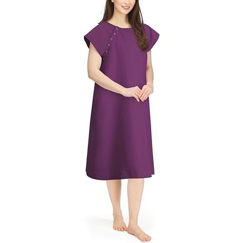 Women's Hospital Gown Snap Button Closure Soft Patient Gown | Loose-Fit, Comfortable, Stylish Gown, Easy Front & Back Access, Medical, Maternity & Everyday Utility