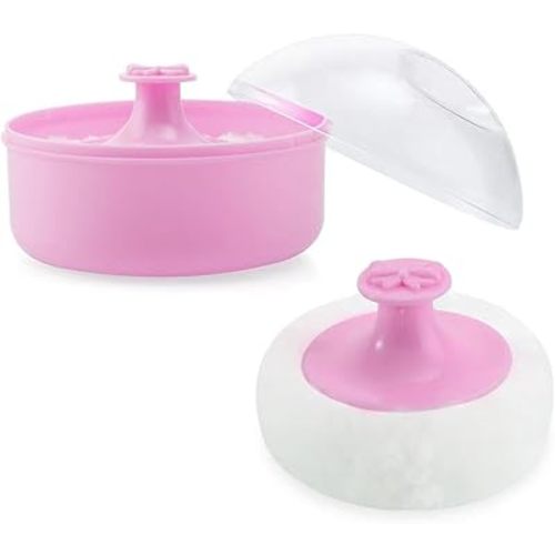 PandaEar Baby Body Cosmetic Powder Puff, Baby Powder Box, Soft Body Powder Puff and Container Case for Baby (Pink)