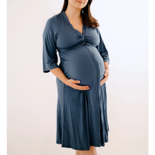 Lila Labor & Postpartum Gown in Midnight Blue