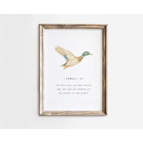 DIGITAL DOWNLOAD, Duck Nursery Wall Art, Mallard Bible Verse Print, Minimalist Christian Decor, Duck Baby Shower, Southern Boy Nursery