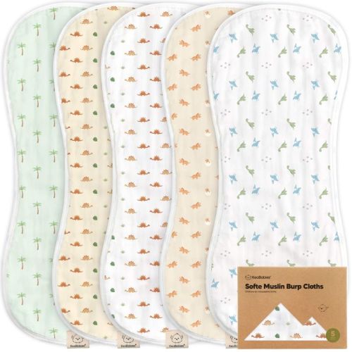 KeaBabies 5pk Organic Softe Muslin Burp Cloths for Baby Girls and Boys, Large Absorbent Burping Cloths for Babies, Baby Burp Clothes