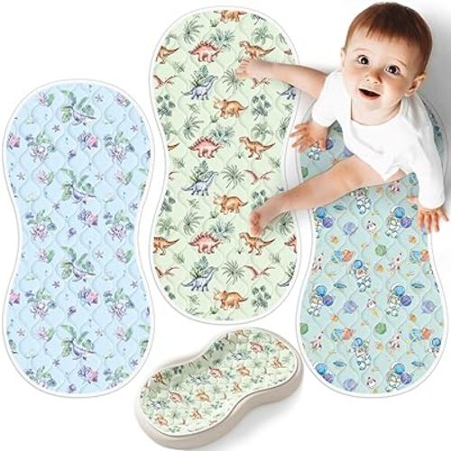 Viscose from Bamboo Changing Pad Liners for Peanut Changer 3 Pack, Waterproof Non-Slip Baby Changing Table Pad, Super Absorbent & Machine Washable, 28.5x13
