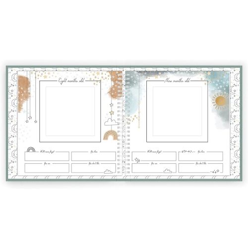 Lucy Darling Linen Covered Luxury Baby Memory Book - First Year Journal Album Photo Book To Capture Precious Memories - Keepsake Pregnancy Baby Record Book For Girl (Celestial Skies)
