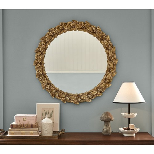 Chris Loves Julia Antique Gold Round Mirror (30")