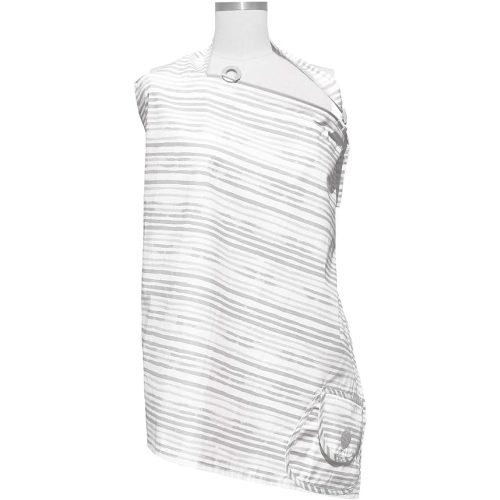 Boppy Nursing Cover for Breastfeeding, Gray Watercolor Stripes, Apron Style with Storage Pocket, Rigid Neckline to See Baby While Feeding, and Breastfeeding or Pumping