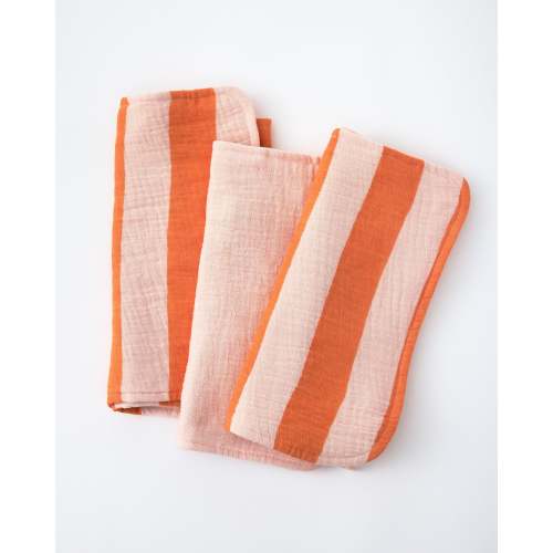 Printed Organic Cotton Muslin Burp Cloth Set | Pink Wide Stripe - Storq by Kindred Bravely