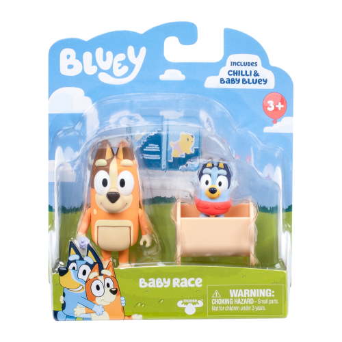 Bluey Series 10 Figure Pack, Bluey Baby Race, Includes Accessories, Chilli & Baby Bluey, Perfect For Ages 3 & Up